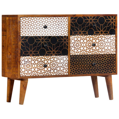 Sideboard | Brown with printed patterns | Solid mango wood, MDF | Medium