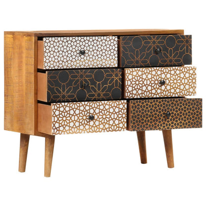 Sideboard | Brown with printed patterns | Solid mango wood, MDF | Medium
