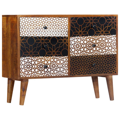 Sideboard | Brown with printed patterns | Solid mango wood, MDF | Medium