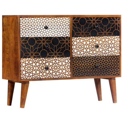 Sideboard | Brown with printed patterns | Solid mango wood, MDF | Medium