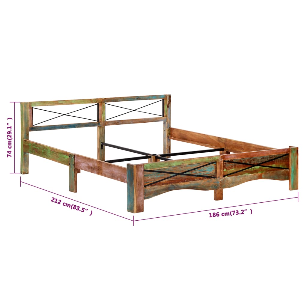 Bed Frame without Mattress Solid Reclaimed Wood 180x200 cm Super King