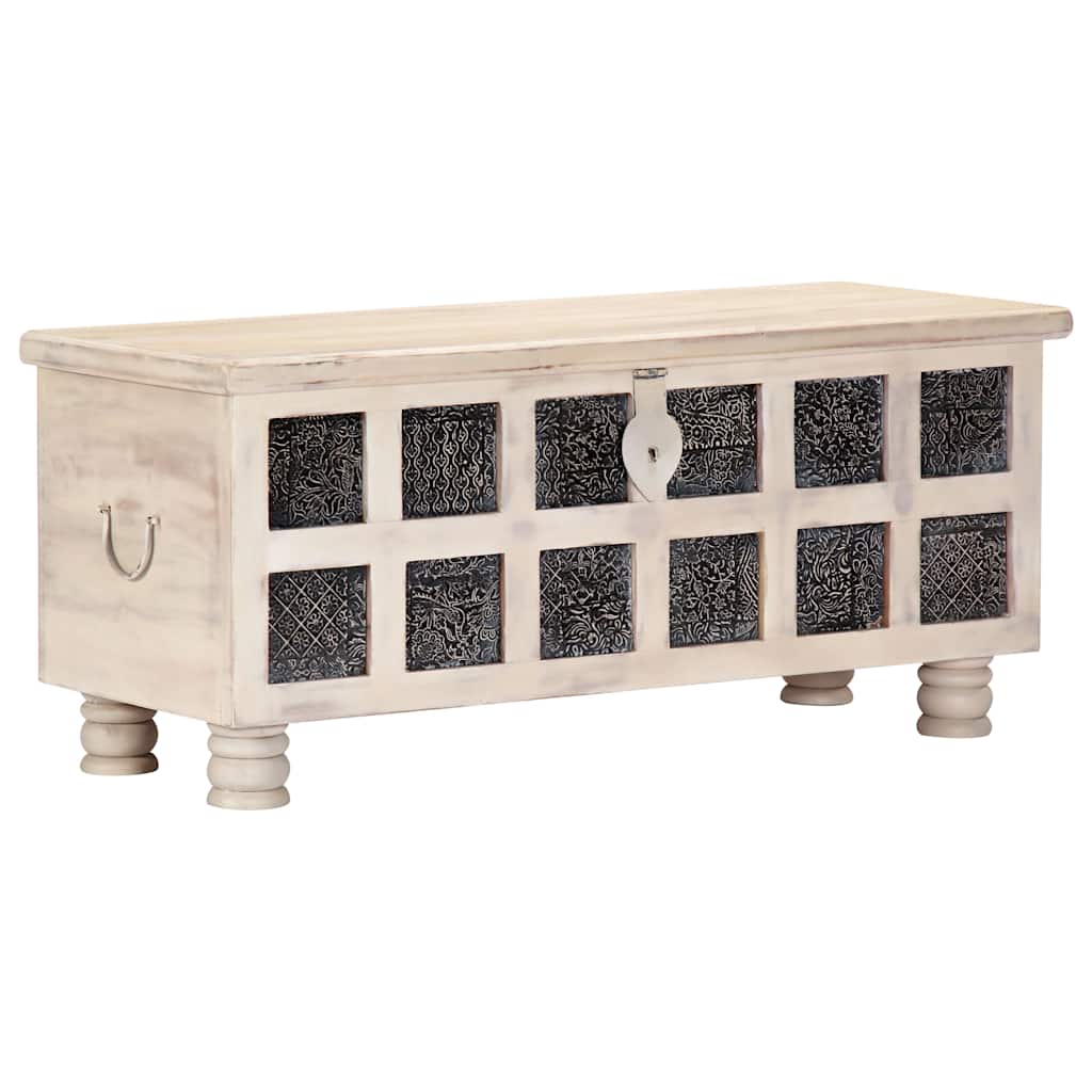 247670 vidaXL Storage Box White 110x40x45 cm Solid Acacia Wood