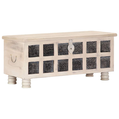 247670 vidaXL Storage Box White 110x40x45 cm Solid Acacia Wood