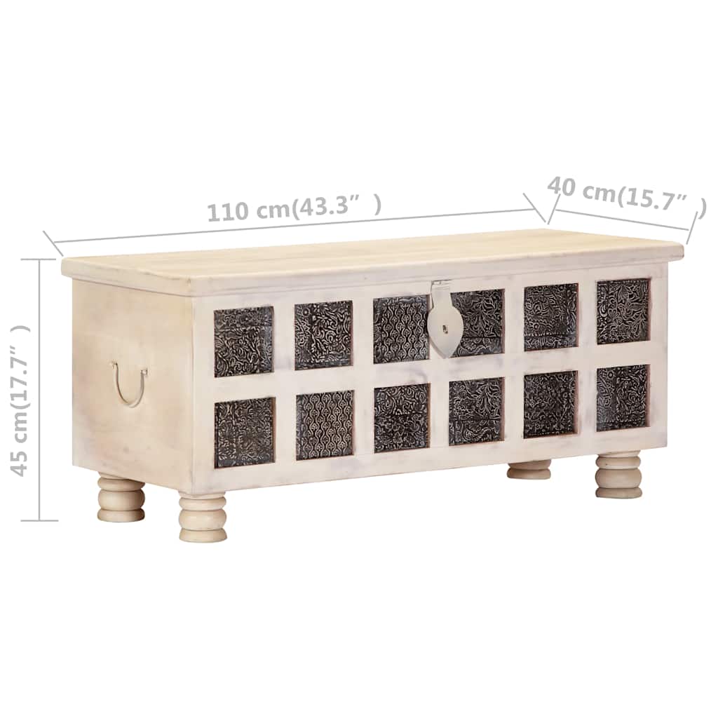 247670 vidaXL Storage Box White 110x40x45 cm Solid Acacia Wood