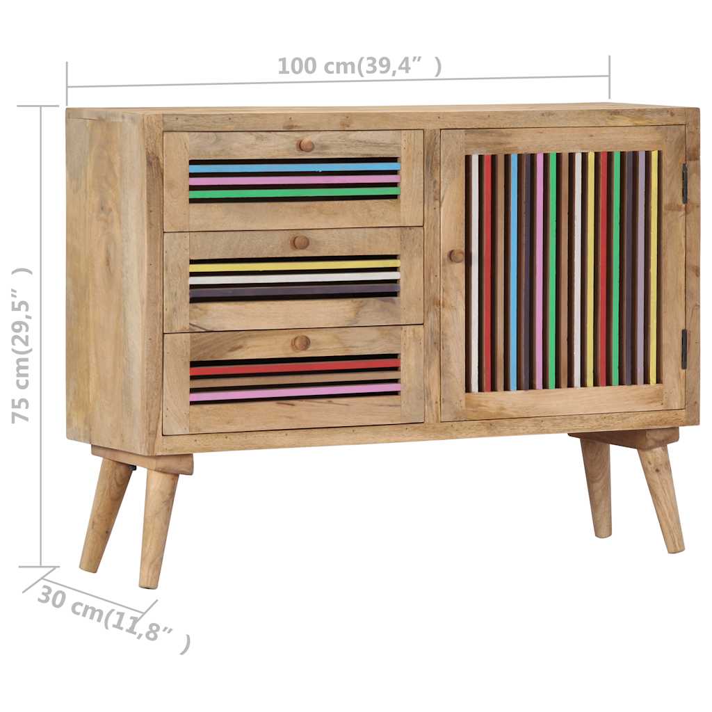 249866 vidaXL Sideboard 100x30x75 cm Solid Mango Wood
