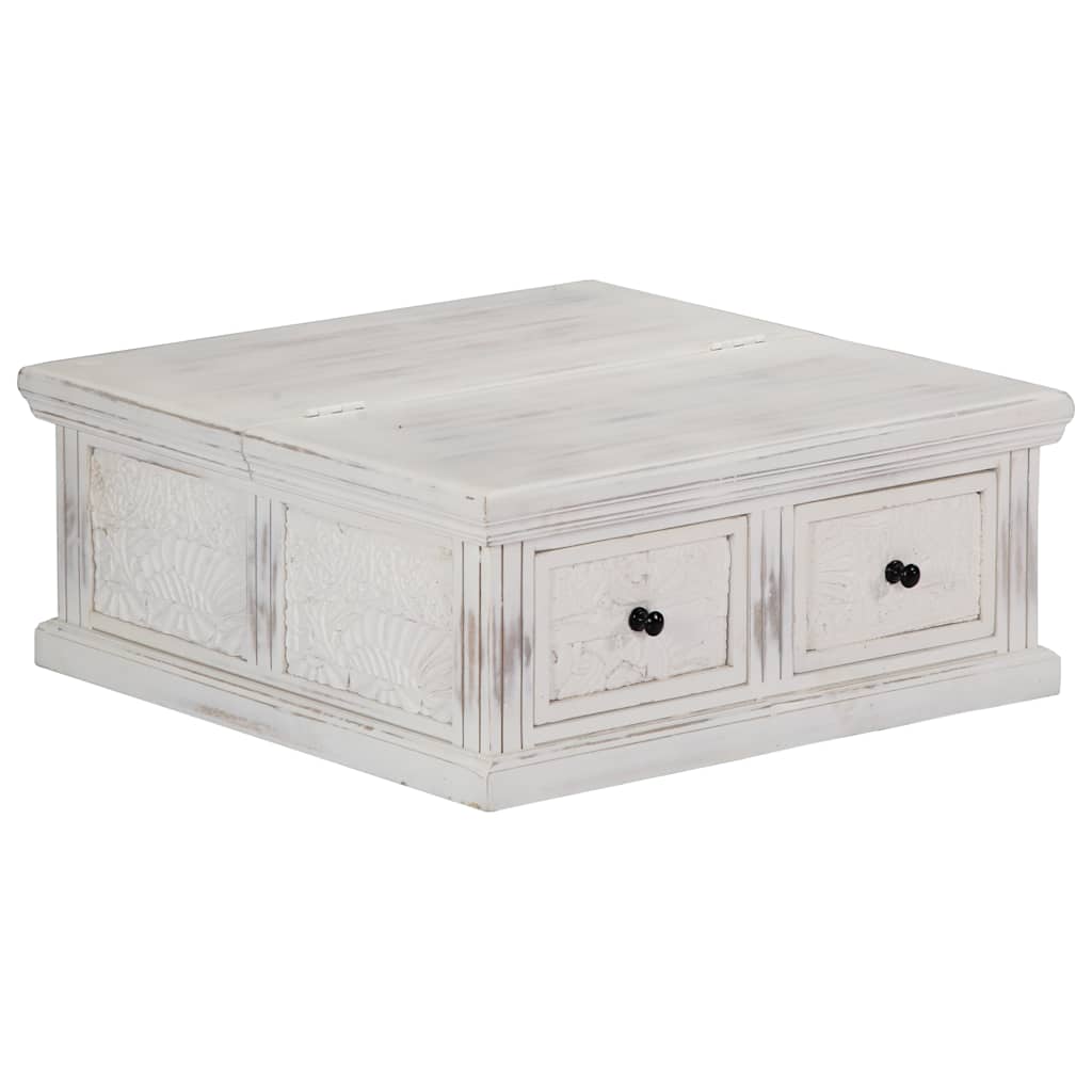 Coffee Table White 70x70x30 cm Solid Mango Wood