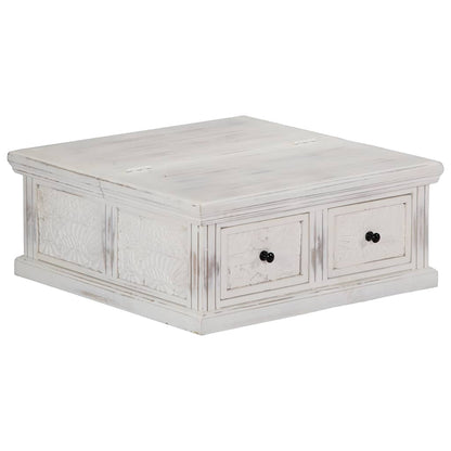 Coffee Table White 70x70x30 cm Solid Mango Wood