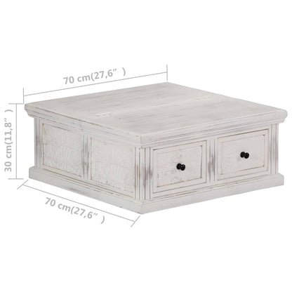 Coffee Table White 70x70x30 cm Solid Mango Wood