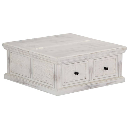 Coffee Table White 70x70x30 cm Solid Mango Wood