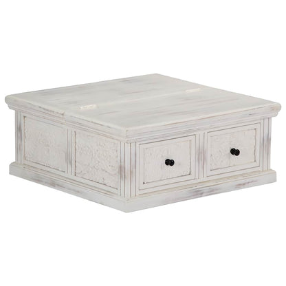 Coffee Table White 70x70x30 cm Solid Mango Wood