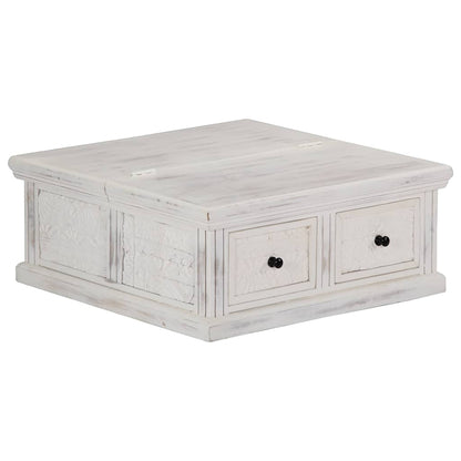 Coffee Table White 70x70x30 cm Solid Mango Wood