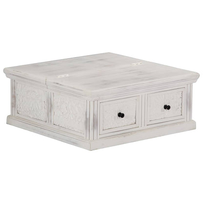 Coffee Table White 70x70x30 cm Solid Mango Wood