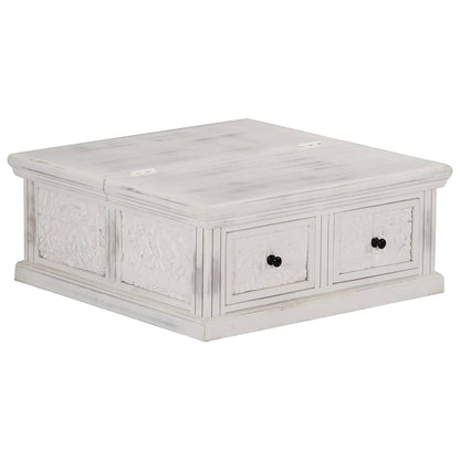 Coffee Table White 70x70x30 cm Solid Mango Wood