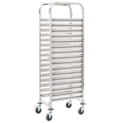 50920 vidaXL Kitchen Trolley for 16 Trays 38x55x163 cm Stainless Steel