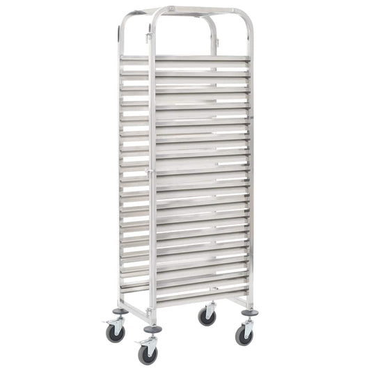 50920 vidaXL Kitchen Trolley for 16 Trays 38x55x163 cm Stainless Steel
