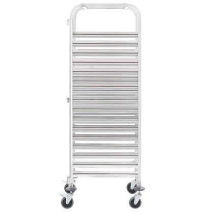 50920 vidaXL Kitchen Trolley for 16 Trays 38x55x163 cm Stainless Steel