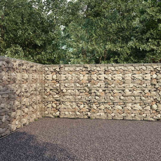 144915 vidaXL Gabion Wall with Covers Galvanised Steel 600x30x200 cm