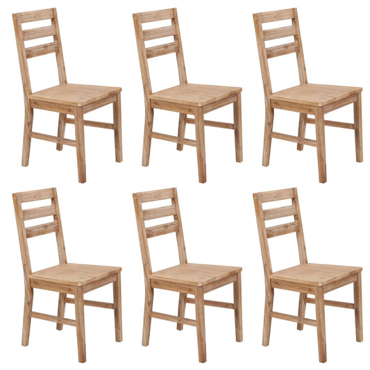 Dining Chair | Set of 6 | Brown | Solid Acacia wood | Standard | Durable