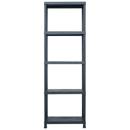 Storage Shelf Racks 5 pcs Black 125 kg 60x30x180 cm Plastic