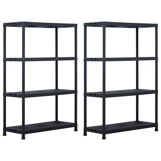 Storage Shelf Racks 2 pcs Black 220 kg 90x40x138 cm Plastic