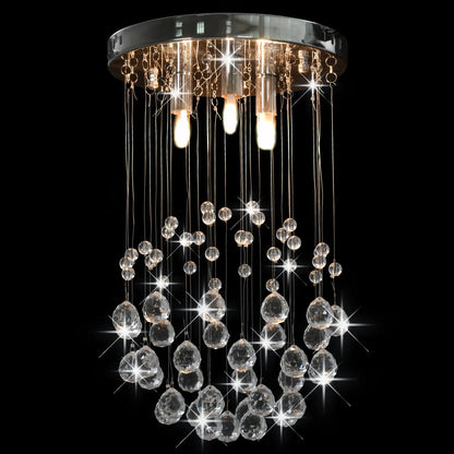 Ceiling Lamp with Crystal Beads Silver Sphere 3 x G9 Bulbs