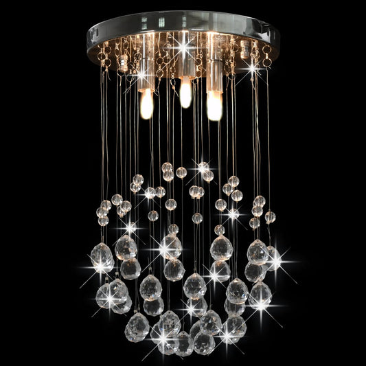 Ceiling Lamp with Crystal Beads Silver Sphere 3 x G9 Bulbs