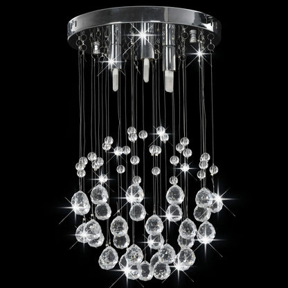 Ceiling Lamp with Crystal Beads Silver Sphere 3 x G9 Bulbs