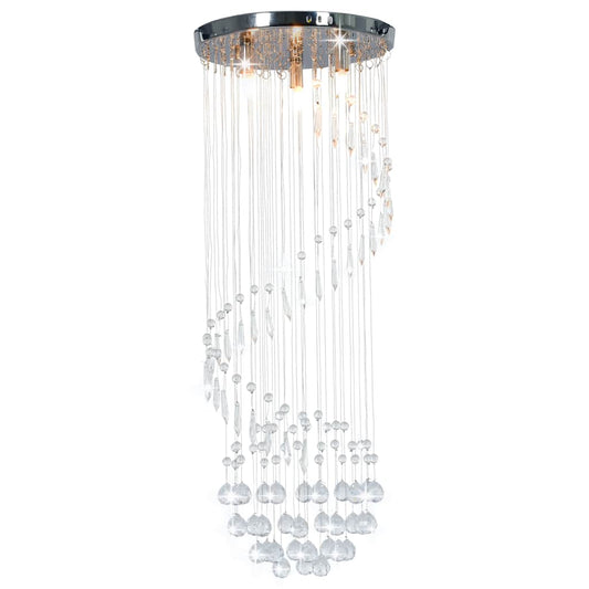 281577 vidaXL Ceiling Lamp with Crystal Beads Silver Spiral G9
