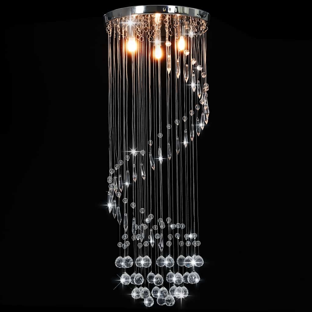 281577 vidaXL Ceiling Lamp with Crystal Beads Silver Spiral G9