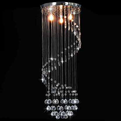 281577 vidaXL Ceiling Lamp with Crystal Beads Silver Spiral G9