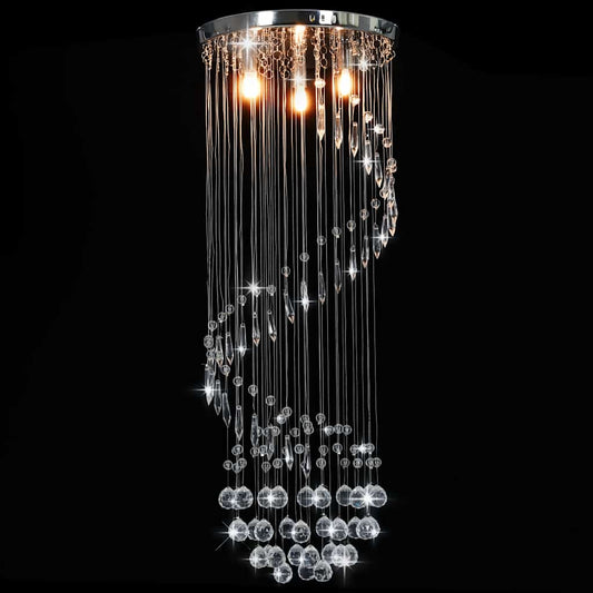 281577 vidaXL Ceiling Lamp with Crystal Beads Silver Spiral G9