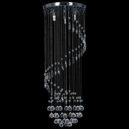 Ceiling Lamp with Crystal Beads Silver Spiral G9
