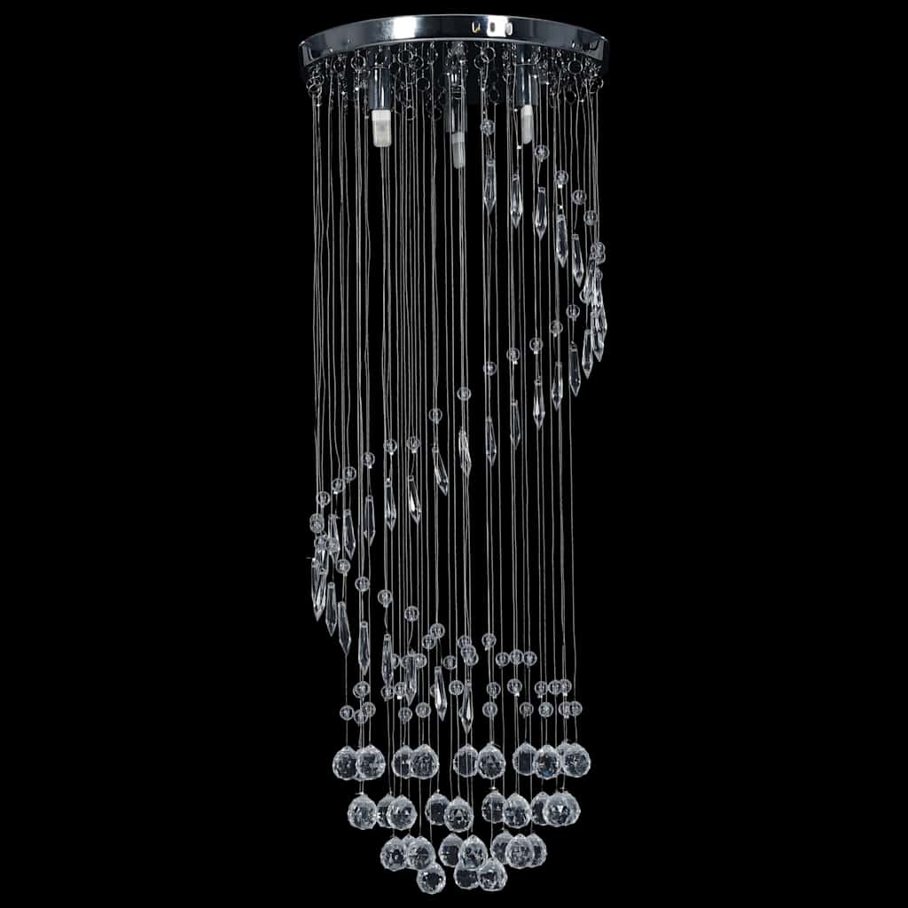 281577 vidaXL Ceiling Lamp with Crystal Beads Silver Spiral G9