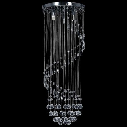 281577 vidaXL Ceiling Lamp with Crystal Beads Silver Spiral G9