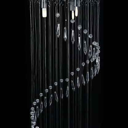 Ceiling Lamp with Crystal Beads Silver Spiral G9