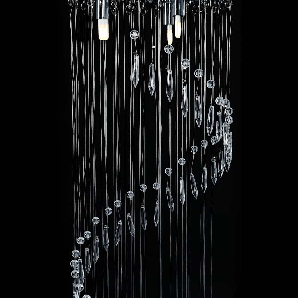281577 vidaXL Ceiling Lamp with Crystal Beads Silver Spiral G9