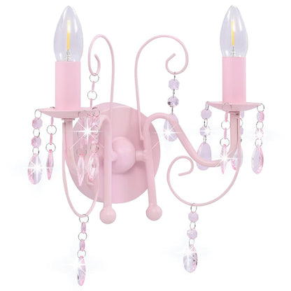 Wall Lamp with Beads Pink 2 x E14 Bulbs