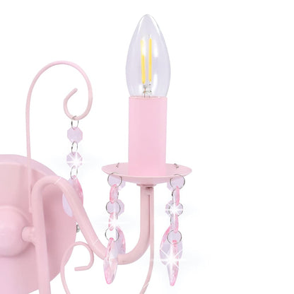 Wall Lamp with Beads Pink 2 x E14 Bulbs