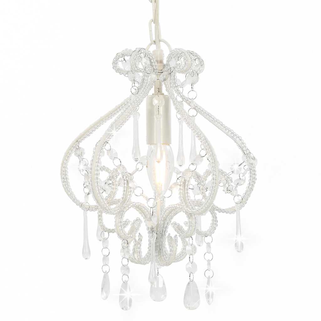 Ceiling Lamp with Beads White Round E14