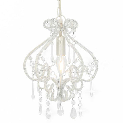 Ceiling Lamp with Beads White Round E14