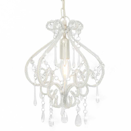 Ceiling Lamp with Beads White Round E14