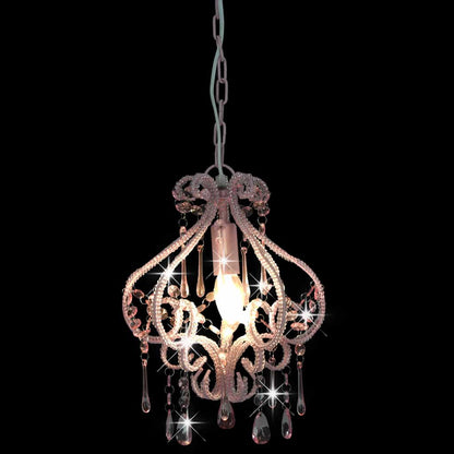 Ceiling Lamp with Beads Pink Round E14