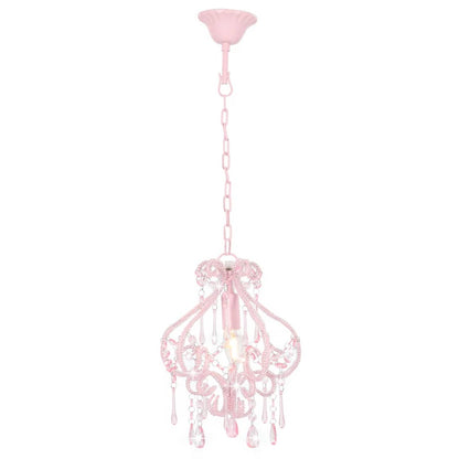 Ceiling Lamp with Beads Pink Round E14