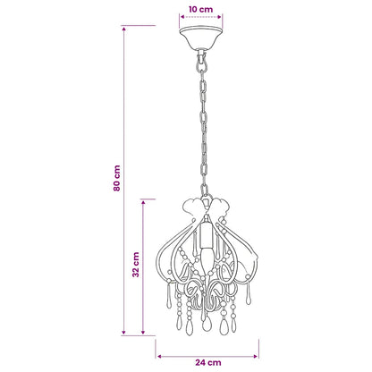 Ceiling Lamp with Beads Pink Round E14