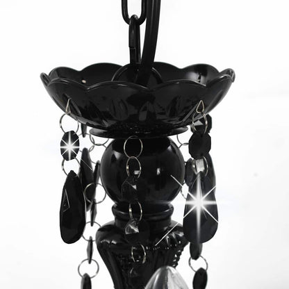 Chandelier with Beads Black Round 3 x E14