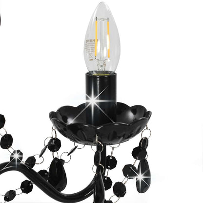 Chandelier with Beads Black Round 3 x E14