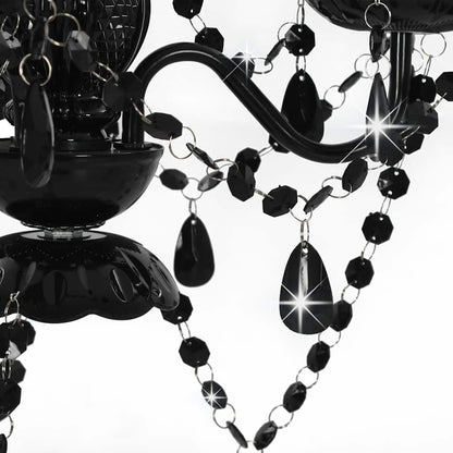 Chandelier with Beads Black Round 3 x E14