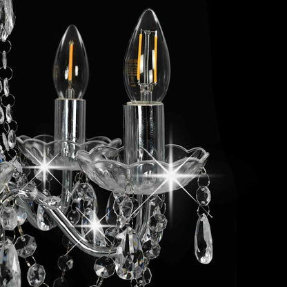 281601 vidaXL Chandelier with Crystal Beads Silver Round 5 x E14