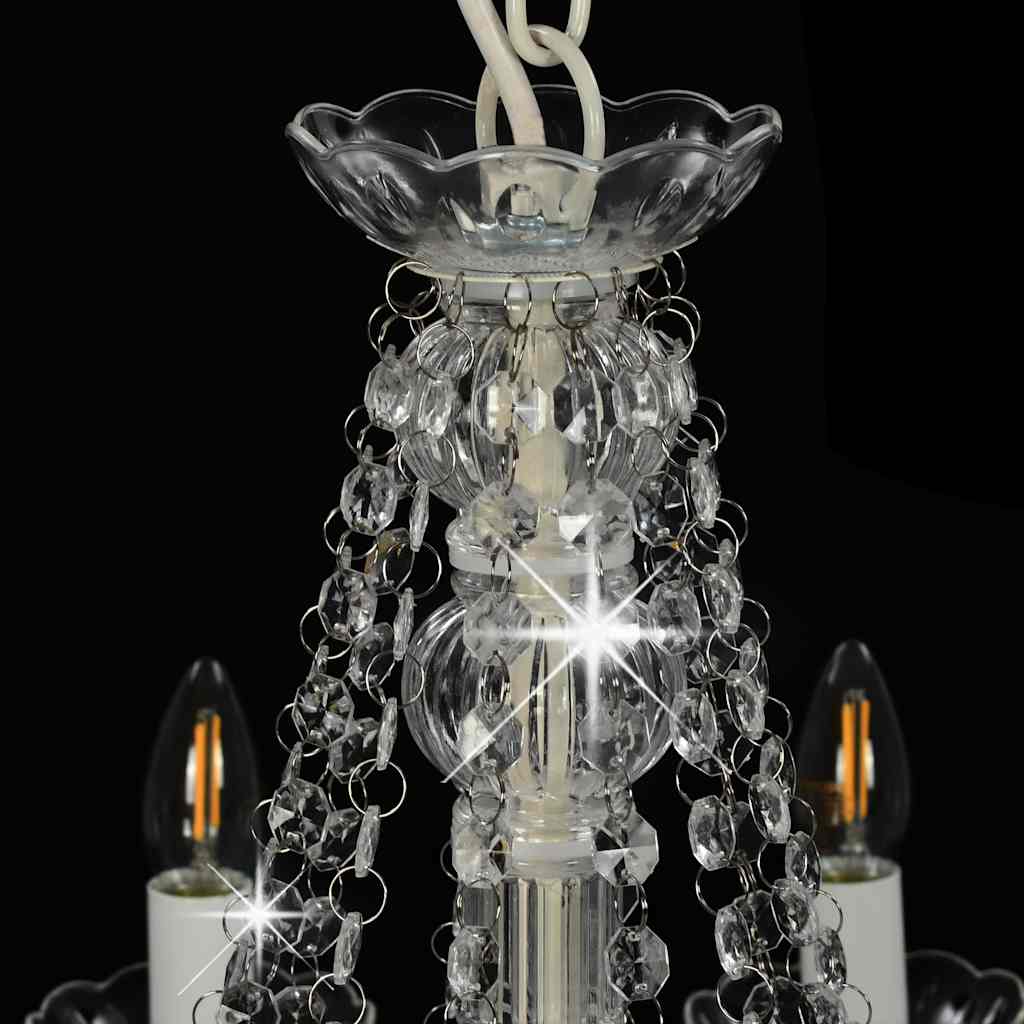 Chandelier with Beads White 12 x E14 Bulbs