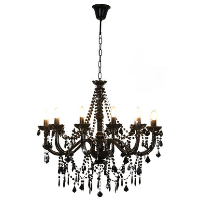 Chandelier with Beads Black 12 x E14 Bulbs